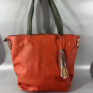 Versilia Orange Leather Tote Bag